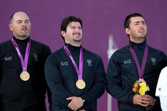 i Campioni Olimpici a Londra 2012 Michele Frangilli Marco Galiazzo e Mauro Nespoli che gareggeranno agli Indoor di Rimini Large
