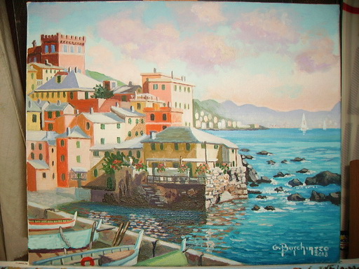Gerry Buschiazzo scorcio di Boccadasse 2013 olio su tela