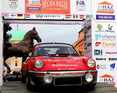 1Da Zanche Oberti allo start del rally ungherese su Porsche by Pentacar