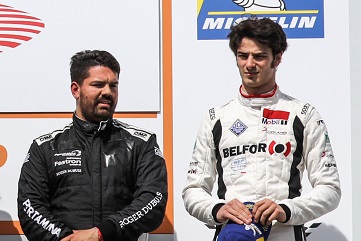 Rovera a dx sul podio di gara2 con Zampieri GtOpen LeCastellet 2019 Rovera a dx sul podio di gara2 con Zampieri GtOpen LeCastellet 2019