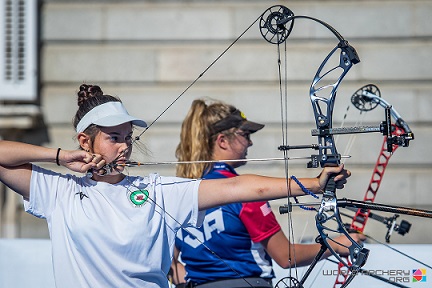 Elisa Bazzichetto nel match per il bronzo iridato con la statunitense Faith Mille