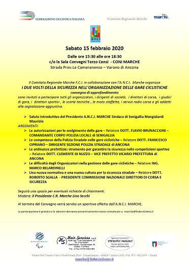 I due volti della Sicurezza nellorganizzazione delle gare ciclistiche 15022020 convegno Ancona I due volti della Sicurezza nellorganizzazione delle gare ciclistiche 15022020 convegno Ancona