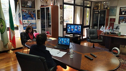 0a0aIl Segretario Generale FITARCO durante la videoconferenza 0a0aIl Segretario Generale FITARCO durante la videoconferenza