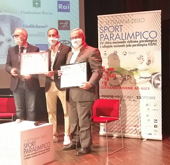 0a0aaaSettimana dello Sport Paralimpico 26102020 da sx Verrocchio Sciulli e Borzacchini