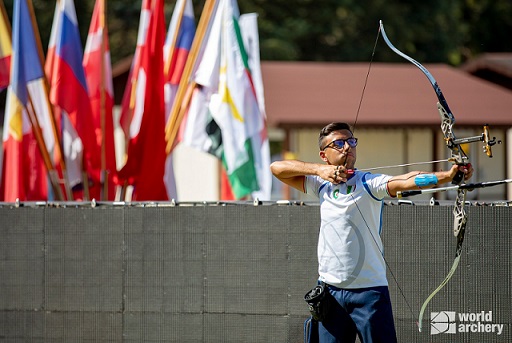 Federico Musolesi al tiro (Foto World Archery)