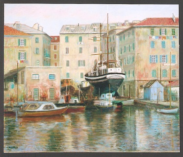 IL PORTO DI SAVONA olio su tela 60x70 anno 1990