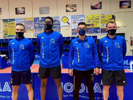 La A1 maschile si qualifica alla Coppa Italiada sx Vellucci, Campos, Negrila e Zhmudenko