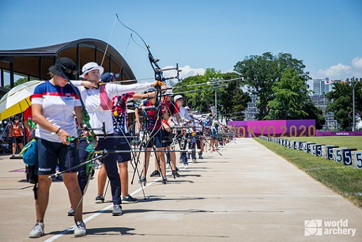 Il campo del ranking round allo Yumenoshima Park Archery Field