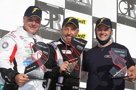 PCGT Il trentino Formaini con Hafner e Bertschinger sul podio DSW 997 Cup Vallelunga2021