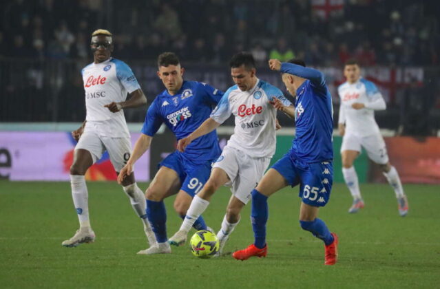 Empoli-Napoli 0-2, uomini di Spalletti in dieci dal 67'