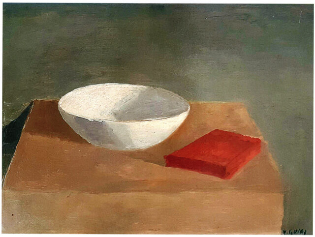 06-Natura morta con ciotola e libro, 1914-15, olio su tavola, 40,5x55cm copia