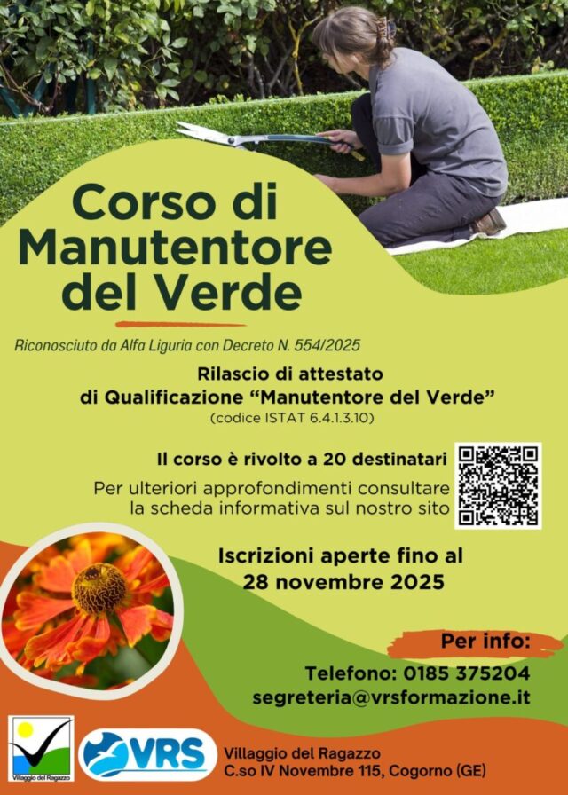 Locandina corso di manutentore del Verde