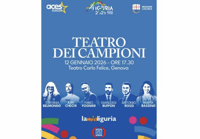 teatro dei campioni evento 12 gennaio Teatro dei campioni, il 12 gennaio l’evento di chiusura di “Liguria 2025 - Regione europea dello sport”